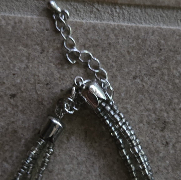 Lrg Round Abalone Pendant Statement Silver Tone Chain - Picture 6 of 8